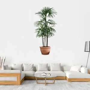 Green palm leaf potted plant wall sticker for modern living room decoration