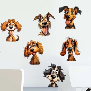 Funny 3D cartoon dog wall stickers set for living room and bedroom waterproof decor