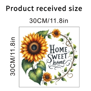 Detailed size specifications for sunflower and butterfly self-adhesive wall stickers