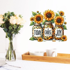 Sunflower and leopard print mason jar wall stickers with Today I Choose Joy typography