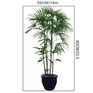 Detailed dimension guide for potted green plant wall sticker showing 60cm height scale