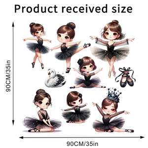 Tableau des tailles montrant 90x90cm pour stickers muraux fille de ballet étanches
