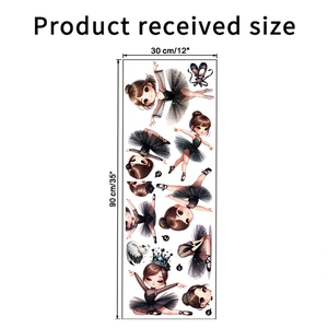 Vue détaillée des dimensions du stickers muraux ballerine 30x90cm pour décoration