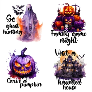 Halloween ghost castle and pumpkin waterproof self-adhesive wall and fridge stickers