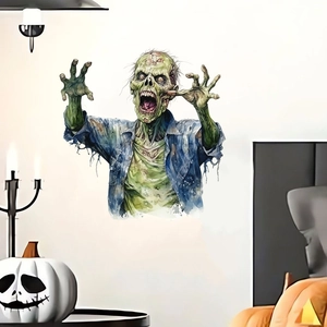 Realistic Halloween zombie wall sticker with scary undead figure for spooky home decor