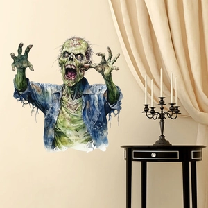 Scary zombie wall sticker decor for living room with watercolor zombie artwork