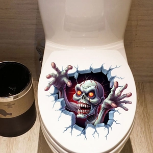 3D realistic zombie toilet lid decal with waterproof PVC material for Halloween bathroom decor