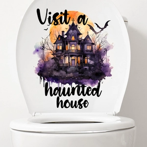 Halloween self-adhesive ghost castle pumpkin wall sticker with moon and bats