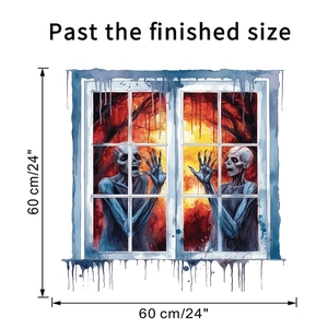 Halloween scary skeleton window wall decal size detail showing 60cm by 60cm dimensions