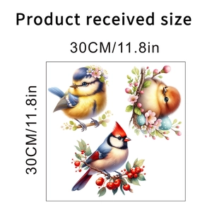 Waterproof wall stickers showing bird and floral patterns with dimensions 30x30cm