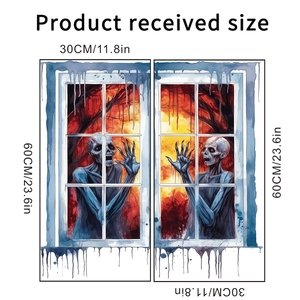 Detailed size parameters for the Halloween zombie window wall sticker set