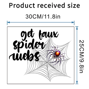 Detail showing the 30x25cm dimensions for the Halloween spider and web wall sticker