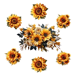 Stickers muraux autocollants de tournesols et roses pour décoration de salon