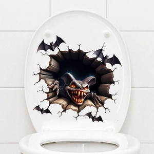 3D monster and bats waterproof self-adhesive toilet sticker for Halloween decoration
