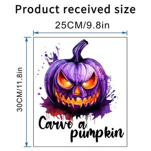 Watercolor purple pumpkin wall sticker with Carve a Pumpkin text for Halloween decor