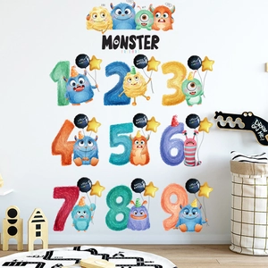 Stickers muraux avec monstres et chiffres pour déco de chambre d'enfant et salon