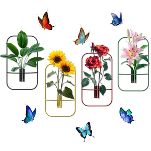 3D-Wandtattoo Set mit Schmetterlingen, Blumenvasen und Sonnenblumen für Wohnzimmer