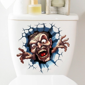 3D zombie toilet lid decal with realistic monster hands for Halloween bathroom decor
