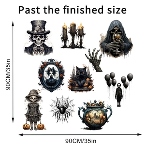 Halloween muurstickers set met schedel en spin patronen, totale maat van 90x90cm