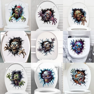 Halloween 3D Zombie Wall Sticker Waterproof PVC Scary Monster Toilet Decal For Bathroom Home Party Decoration Wall Art
