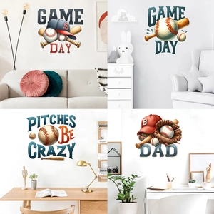 Baseball Sports Theme Wall Stickers Waterproof PVC Decal For Bedroom Living Room Game Day Hit Hard Run Fast Home Decor