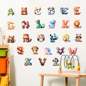 Wandtattoo ABC Tiere mit Bär und Affe für das Kinderzimmer in bunten Farben