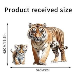 Detail showing the 57cm x 42cm product received size of the realistic tiger wall sticker