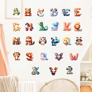 Bunte Tier ABC Wandtattoo mit 26 Buchstaben für Kinderzimmer und Babyzimmer Wanddekoration