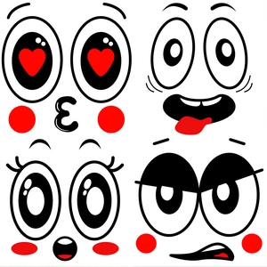 Creative smile face wall stickers set featuring four fun cartoon emoji expressions for home decor