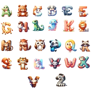 3D-Tier-Alphabet-Wandtattoos mit 26 Buchstaben für die Kinderzimmer-Wanddekoration