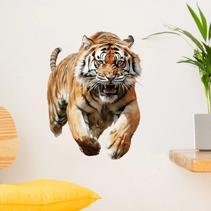 Detailed realistic roaring tiger wall sticker for living room interior wall decoration