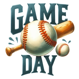 Close-up of baseball wall sticker featuring Game Day text and splash elements
