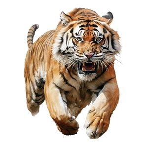 Macro shot of dynamic tiger wall sticker showing detailed orange fur and fierce expression