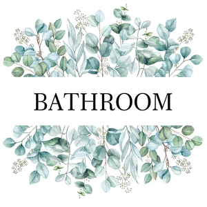 Watercolour eucalyptus bathroom wall sticker with minimalist botanical greenery design