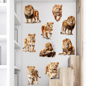 Realistic Lion Wall Stickers Waterproof Self Adhesive PVC Wall Decals For Living Room Bedroom Home Decor Animal Pattern Removable Stickers