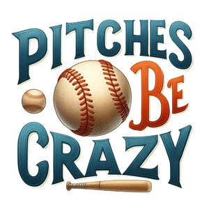 Detail of Baseball Wall Decal with Pitches Be Crazy text and wooden bat illustration
