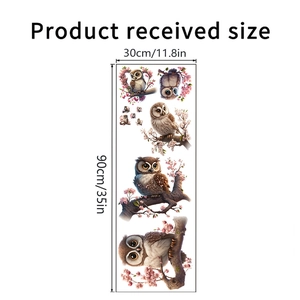 Detail showing the 30x90cm received layout size of owl and cherry blossom wall stickers