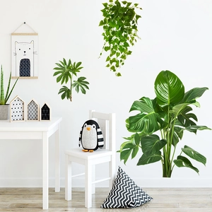 Tropische Wandtattoo-Grünpflanzen mit Monstera für minimalistische Wohnzimmerdekoration