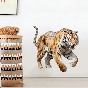 Detailed realistic tiger wall sticker mural with sharp fur textures for home decoration