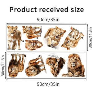 Detailed sheet size for lion wall stickers measuring 90cm by 30cm for home decor