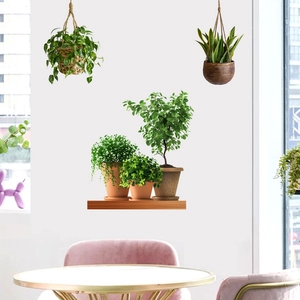 Modern Potted Plants Hanging Basket Wall Sticker Waterproof PVC Decal For Living Room Bedroom Office Simple Home Decor