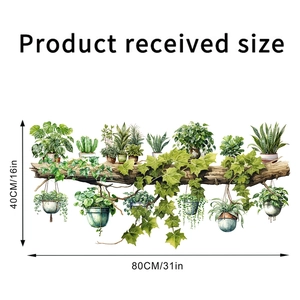Size layout of self-adhesive wall stickers with indoor green plants and dimensions