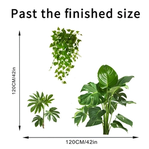 Details der tropischen grünen Blatt Wandsticker mit Maßen von 120cm mal 120cm für Dekor