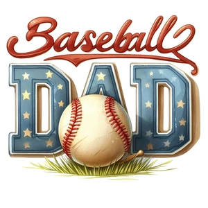 Self-adhesive wall sticker featuring Baseball DAD design with American flag and green grass