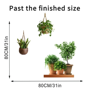 Detail of hanging basket and potted plant wall stickers with 80cm finished size layout
