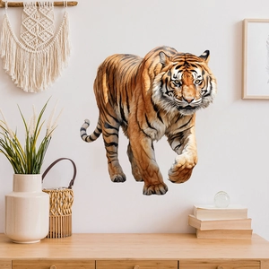 Realistic 3D fierce tiger wall sticker decal for minimalist living room decor