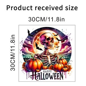 30x30cm Halloween waterproof sticker with skull, bats, and pumpkins for wall and toilet