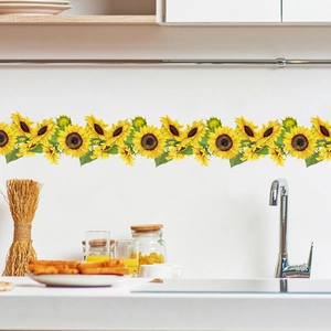 Wasserfeste selbstklebende Wandsticker mit Sonnenblumen für Wohnzimmer und Küchenbordüre
