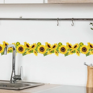 Wasserdichte selbstklebende Sonnenblumen Wandbordüre für Küchenfliesen Deko