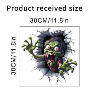 3D zombie wall sticker showing product size 30cm for Halloween decor